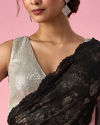 Mohey Women Black Organza Saree with Cutdana Work