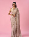 Mohey Women Fawn Chiffon Saree with Hand Embroidery