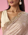 Mohey Women Fawn Chiffon Saree with Hand Embroidery