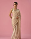 Mohey Women Cream Chiffon Saree with Hand Embroidery