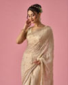 Mohey Women Cream Chiffon Saree with Hand Embroidery