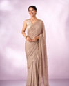 Mohey Women Fawn Chiffon Saree with Hand Embroidery