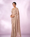 Mohey Women Fawn Chiffon Saree with Hand Embroidery