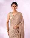Mohey Women Fawn Chiffon Saree with Hand Embroidery