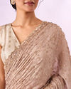 Mohey Women Fawn Chiffon Saree with Hand Embroidery