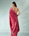 Mohey Women Pink Silk Saree with Mirror and Stone Work