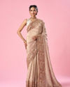 Mohey Women Light Pink Organza Saree with Hand Embroidery