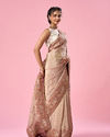 Mohey Women Light Pink Organza Saree with Hand Embroidery