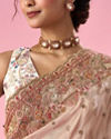 Mohey Women Light Pink Organza Saree with Hand Embroidery