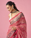 Mohey Women Pink Blended Cotton Saree with Floral Print
