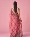 Mohey Women Pink Blended Cotton Saree with Floral Print