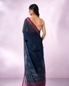 Mohey Women Indigo Blue Blended Cotton Saree with Print