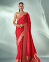 Mohey Women Red Art Silk Saree with Hand Embroidery