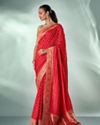 Mohey Women Red Art Silk Saree with Hand Embroidery