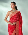 Mohey Women Red Art Silk Saree with Hand Embroidery