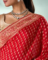 Mohey Women Red Art Silk Saree with Hand Embroidery