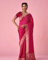 Mohey Women Pink Silk Saree with Hand Embroidery