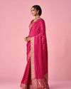 Mohey Women Pink Silk Saree with Hand Embroidery