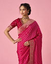Mohey Women Pink Silk Saree with Hand Embroidery