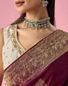 Mohey Women Wine Art Silk Banarasi Saree with Hand Embroidery