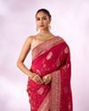 Mohey Women Rani Silk Saree with Hand Embroidery