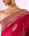 Mohey Women Rani Silk Saree with Hand Embroidery