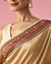 Mohey Women Cream Art Silk Saree with Hand Embroidery