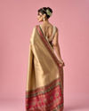 Mohey Women Cream Art Silk Saree with Hand Embroidery