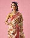 Mohey Women Cream Art Silk Saree with Hand Embroidery