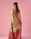 Mohey Women Cream Art Silk Saree with Hand Embroidery