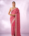 Mohey Women Pink Crepe Saree with Stone Work