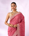 Mohey Women Pink Crepe Saree with Stone Work