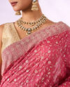 Mohey Women Pink Crepe Saree with Stone Work