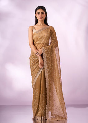 Mohey Women Green Net Saree with Cutdana Work