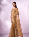 Mohey Women Green Net Saree with Cutdana Work