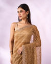 Mohey Women Green Net Saree with Cutdana Work