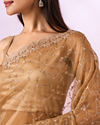 Mohey Women Green Net Saree with Cutdana Work