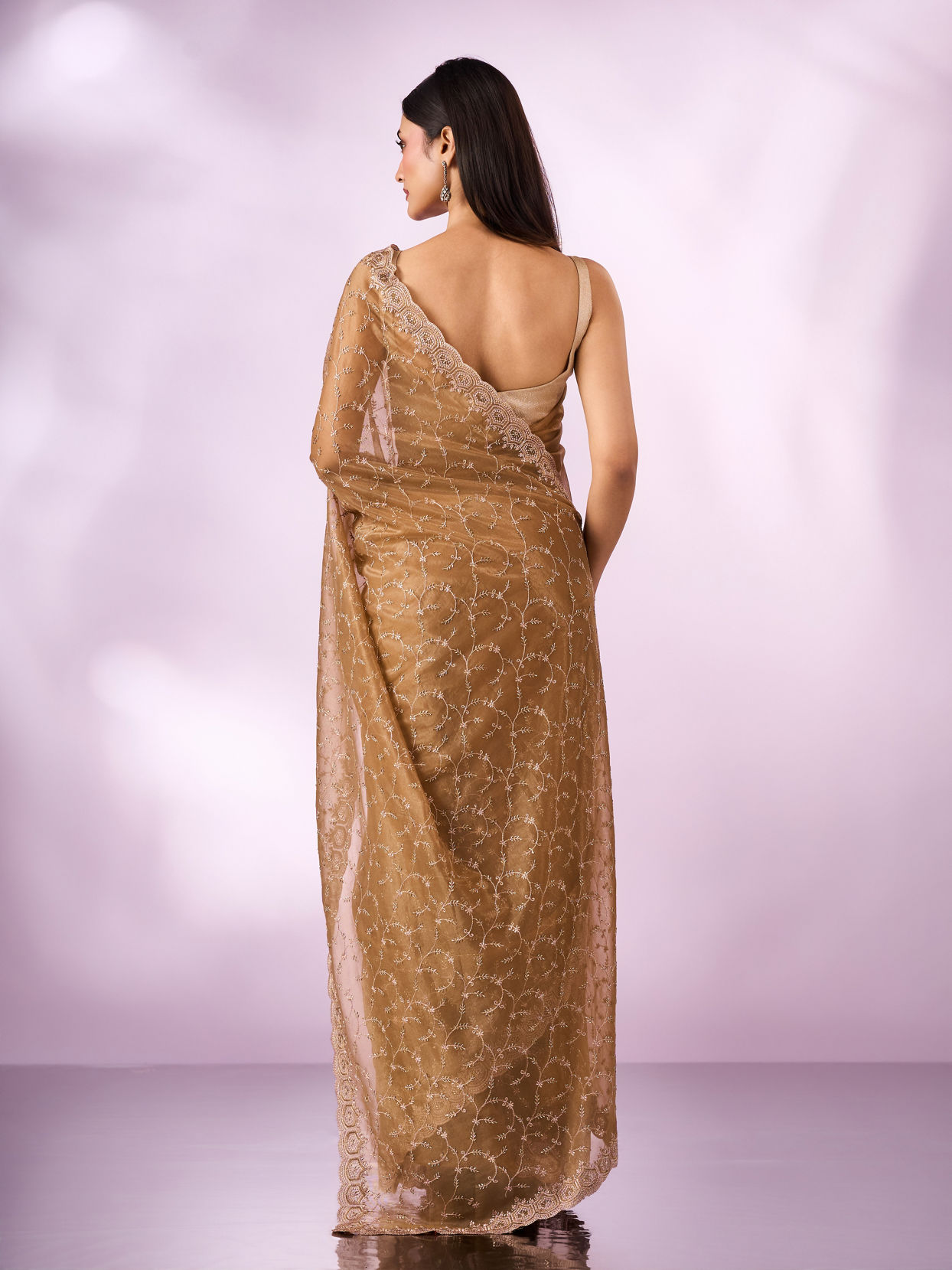 Mohey Women Green Net Saree with Cutdana Work