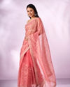 Mohey Women Pink Net Saree with Cutdana and Thread Work