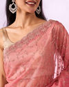 Mohey Women Pink Net Saree with Cutdana and Thread Work