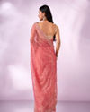 Mohey Women Pink Net Saree with Cutdana and Thread Work