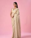 Mohey Women Cream Tissue Saree with Sequin Work