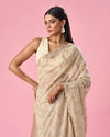 Mohey Women Cream Tissue Saree with Sequin Work