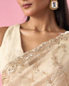 Mohey Women Cream Tissue Saree with Sequin Work