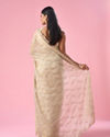 Mohey Women Cream Tissue Saree with Sequin Work