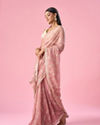 Mohey Women Pink Tissue Saree with Hand Embroidery