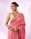 Mohey Women Pink Silk Saree with Stone Work