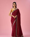Mohey Women Maroon Art Silk Saree with Stone Work