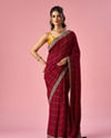 Mohey Women Maroon Art Silk Saree with Stone Work