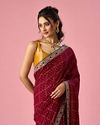 Mohey Women Maroon Art Silk Saree with Stone Work